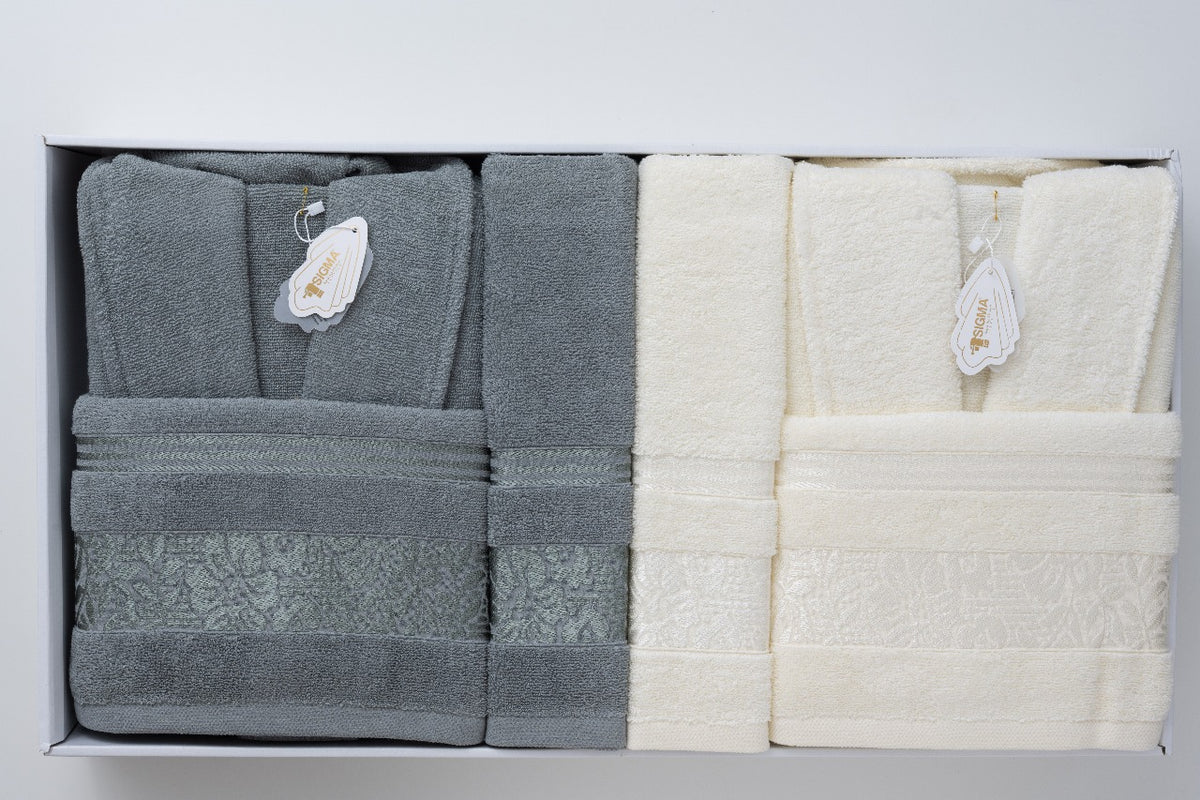 bathrobe sigma dark gray*white