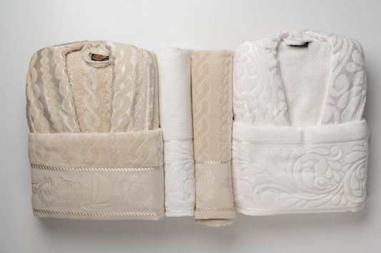 bathrobe belinda white*beige