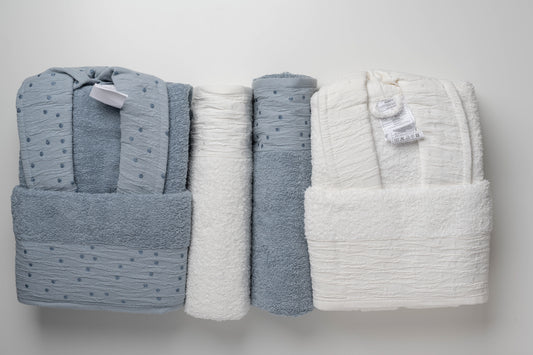 bathrobe royal home blue*white
