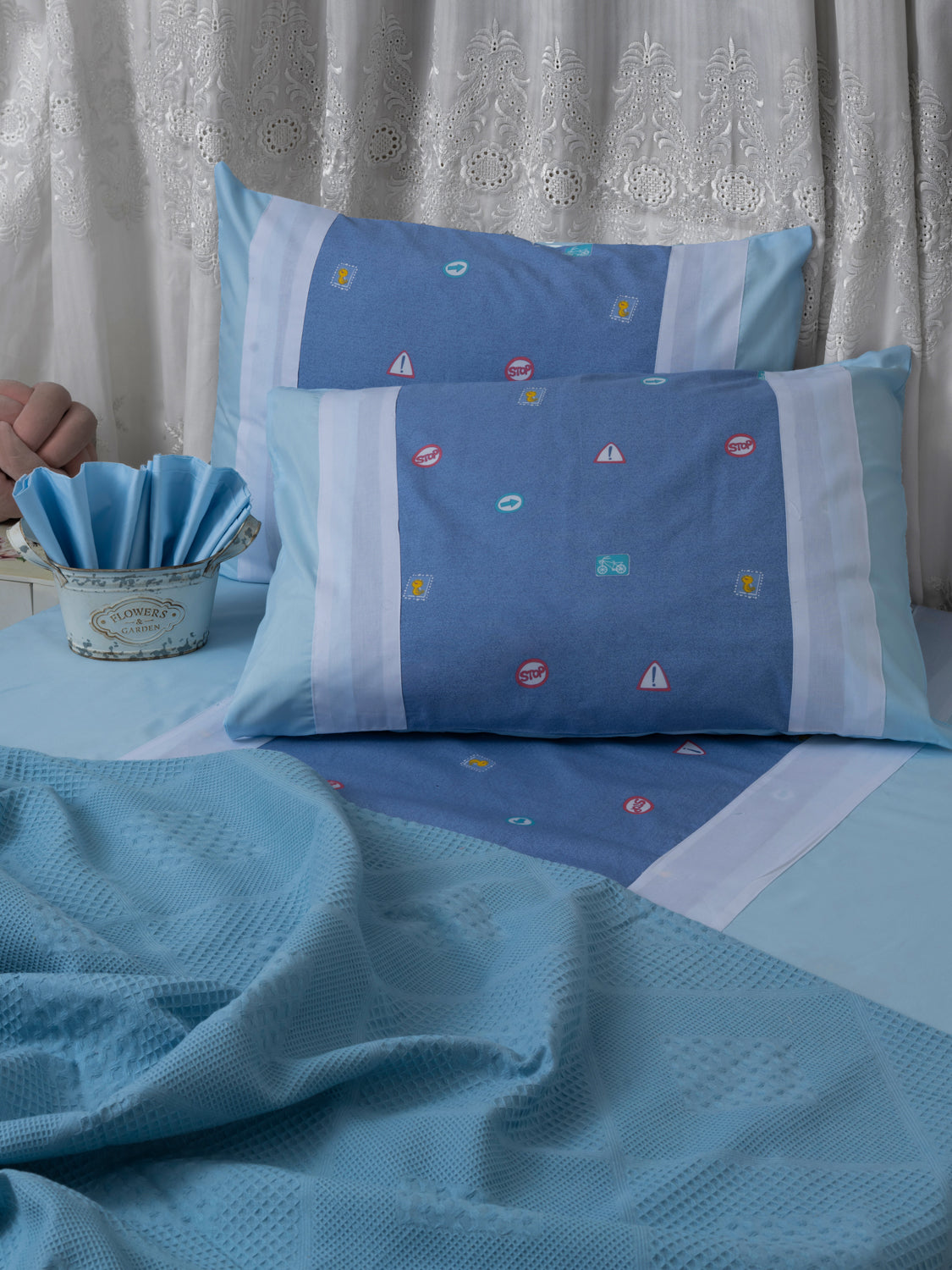 kids fitted sheet*blue-light blue*