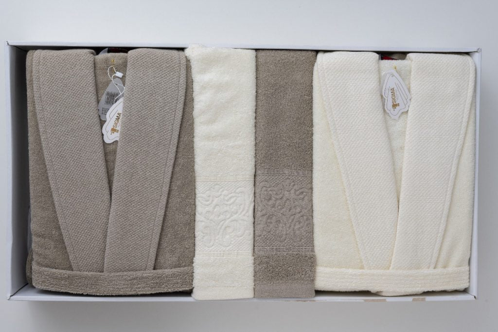 bathrobe sigma brown*off-white