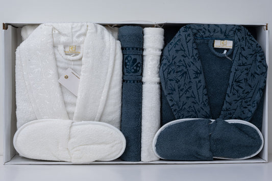bathrobe zahar collection blue*white