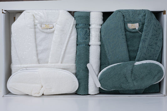 bathrobe zahar collection grean*white