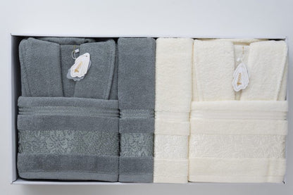 bathrobe sigma dark gray*white
