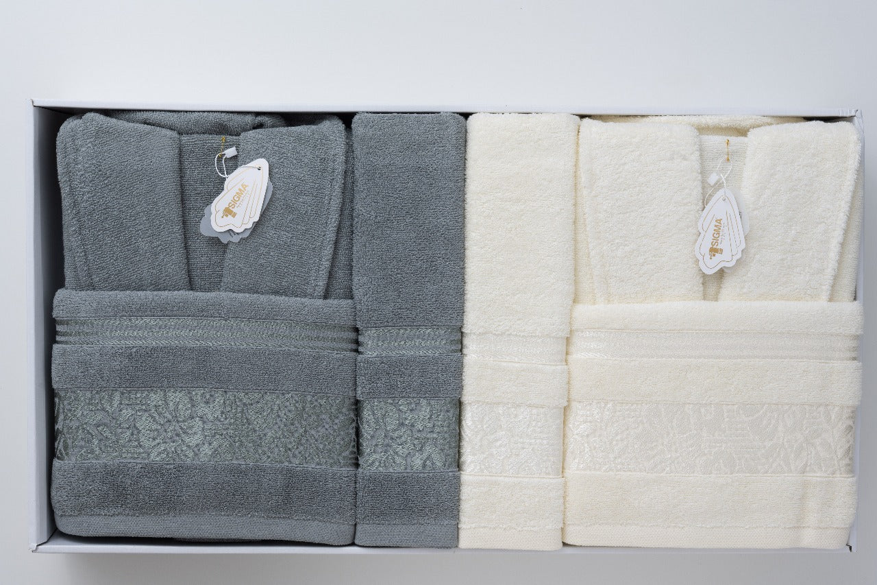 bathrobe sigma dark gray*white