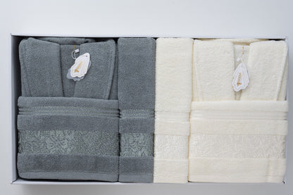 bathrobe sigma dark gray*white