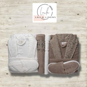 bathrobe zahar collection browen*white