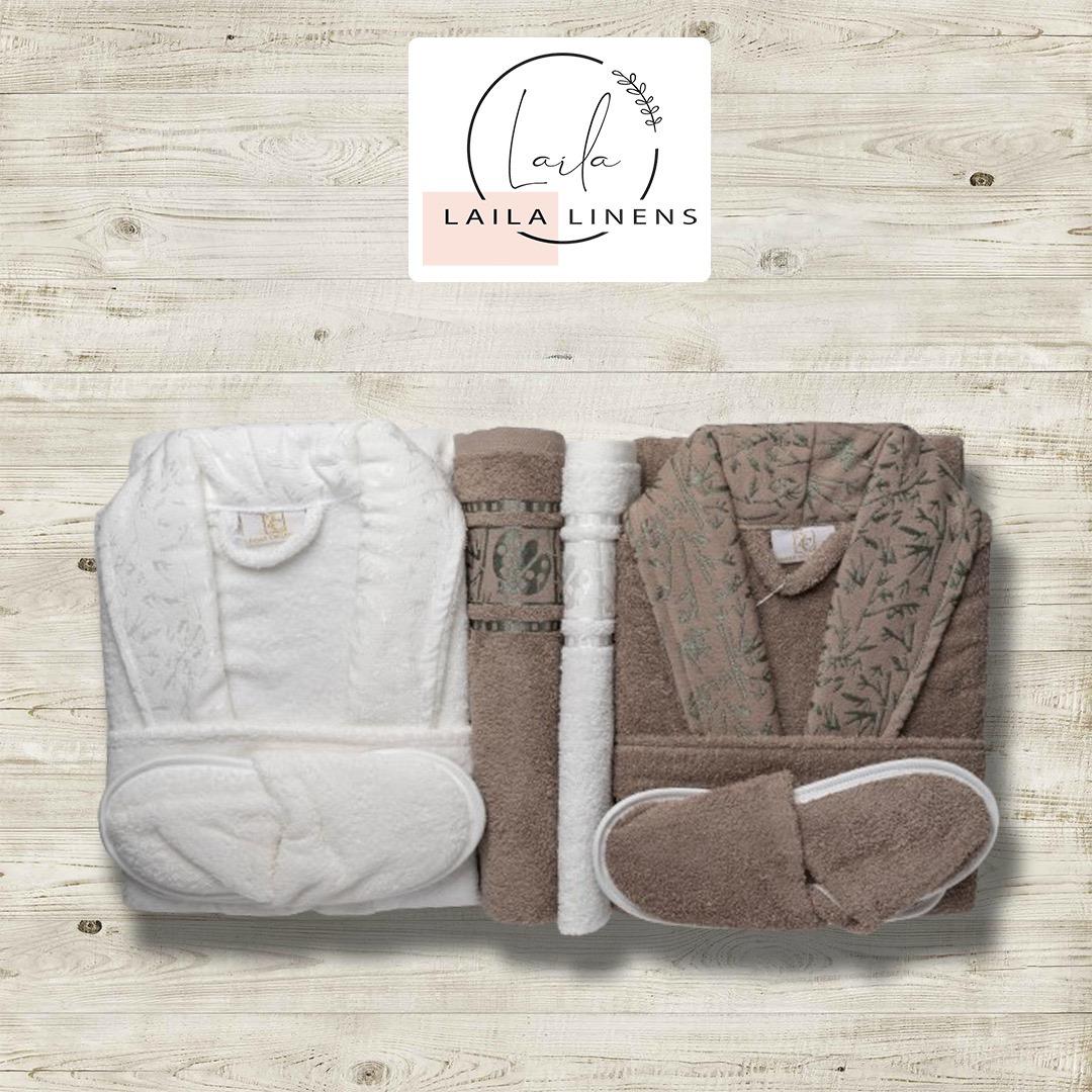 bathrobe zahar collection browen*white