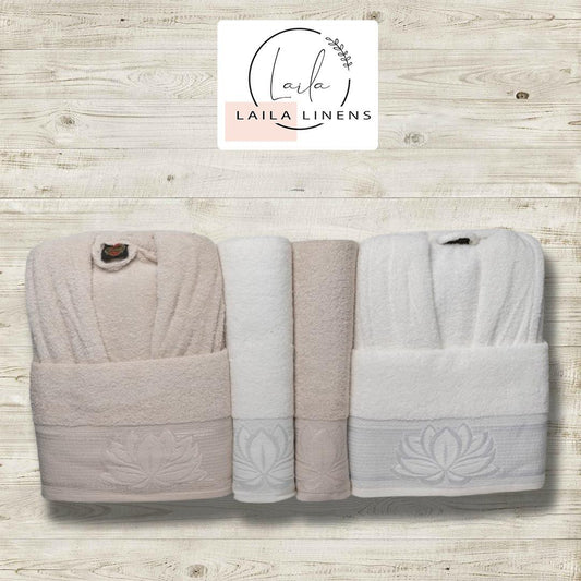 bathrobe belinda beige*white