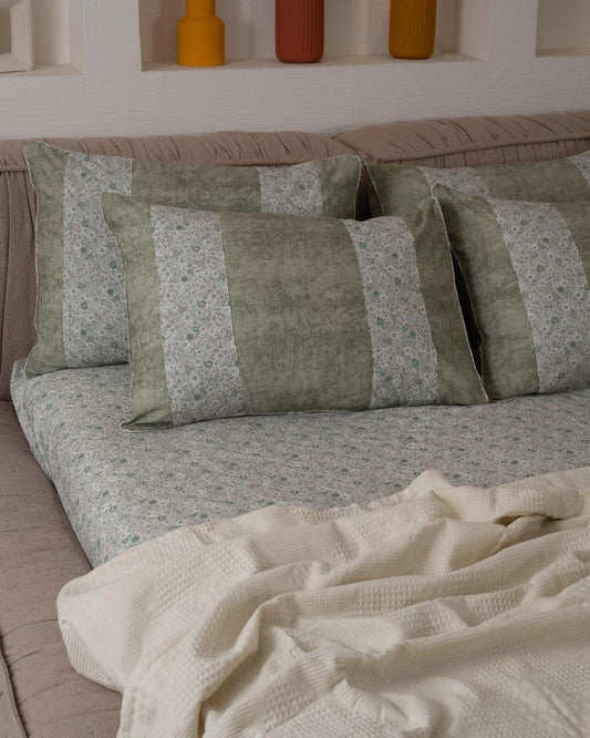 Engraved fitted sheet*pistachio*