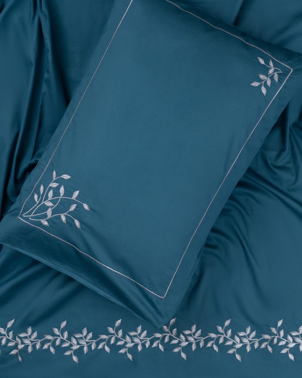 leaves*petrol blue*