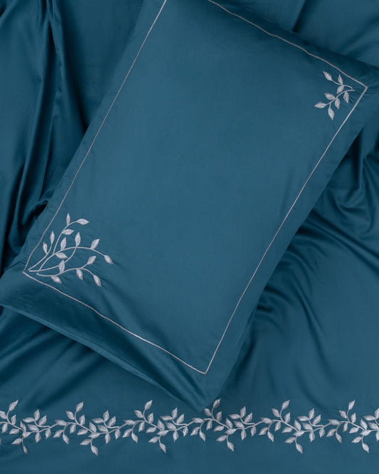 leaves*petrol blue*